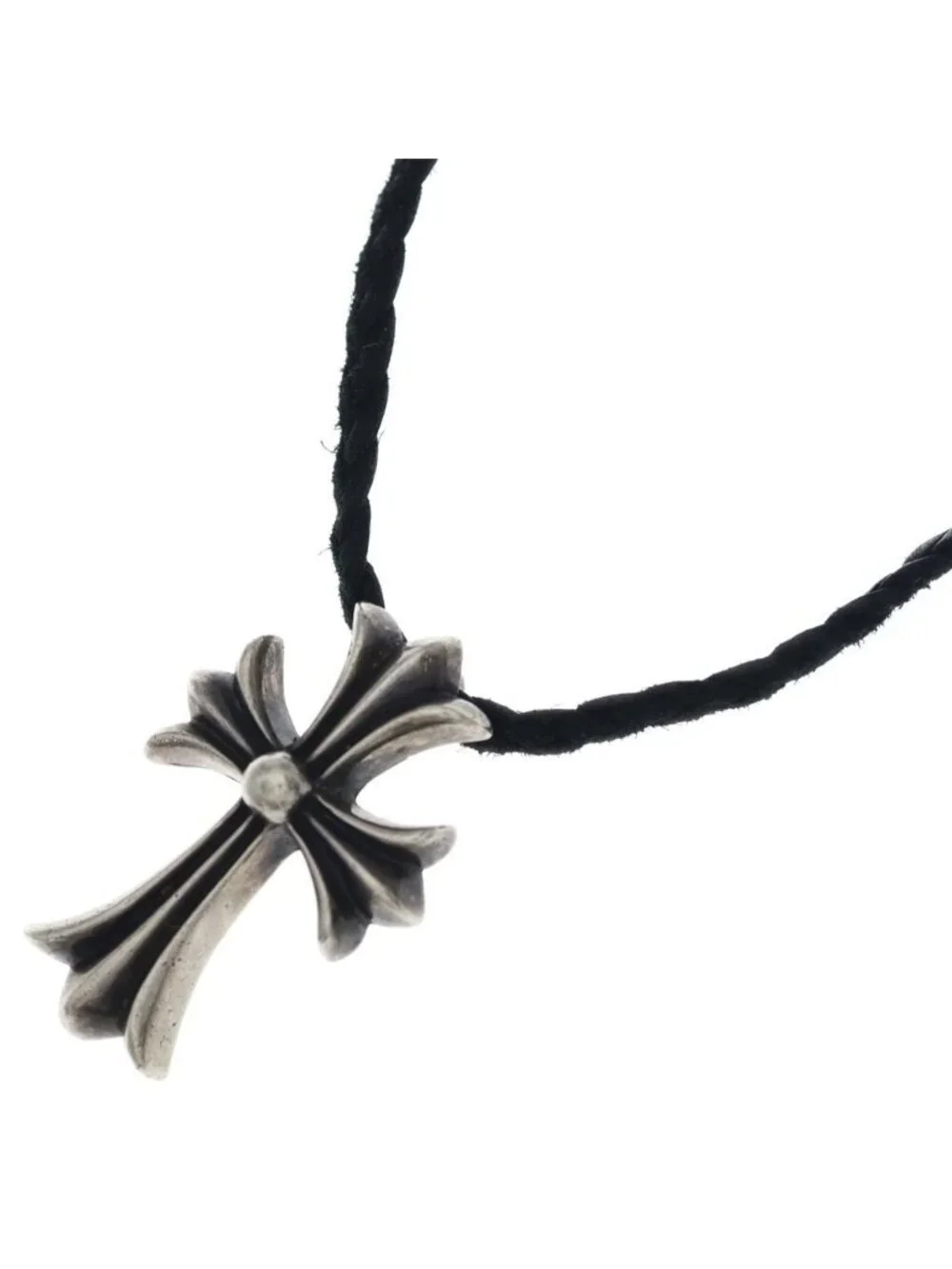 Chrome Hearts CH Crs Sml Small CH Cross BC Boro Chip Braid Necklace Silver